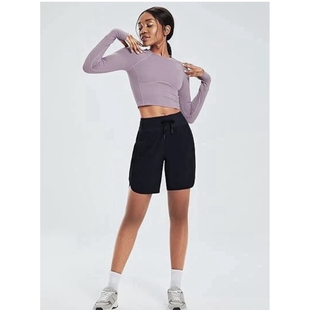 BALEAF Women's 7" Long Running Athletic Workout Gym Quick Dry Hiking Shorts, LG